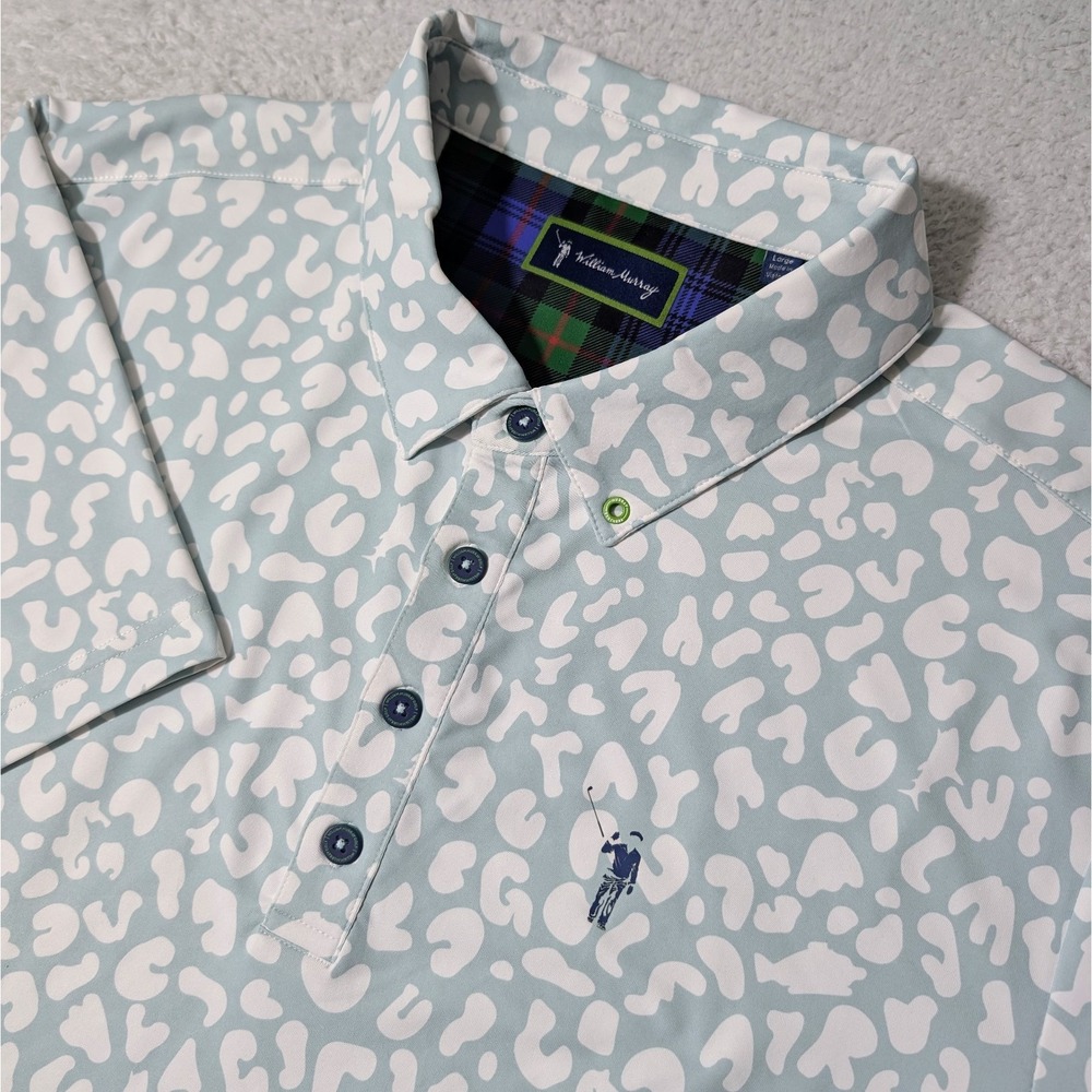 NEW William Murray Golf Shirt Polo Mens L Green Performance S/S SEA HORSE SHARK